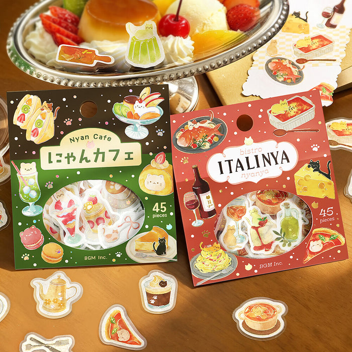 BGM 'Let's Eat, Meow!' Washi Paper Deco Stickers - Nyan Cafe