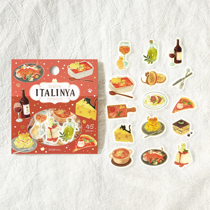 BGM 'Let's Eat, Meow!' Washi Paper Deco Stickers - Italian Bistro