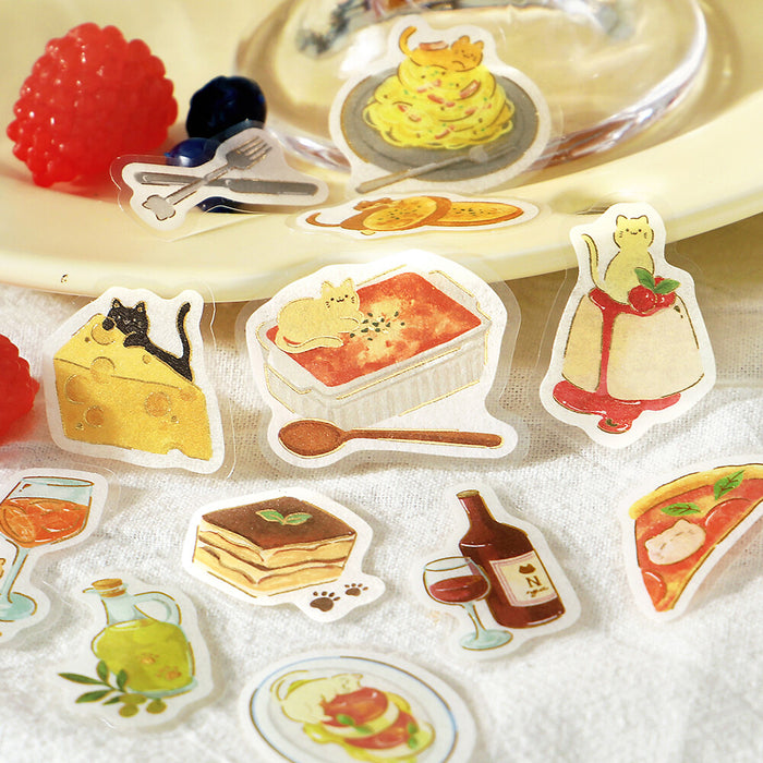 BGM 'Let's Eat, Meow!' Washi Paper Deco Stickers - Italian Bistro