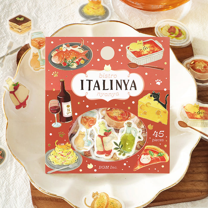 BGM 'Let's Eat, Meow!' Washi Paper Deco Stickers - Italian Bistro