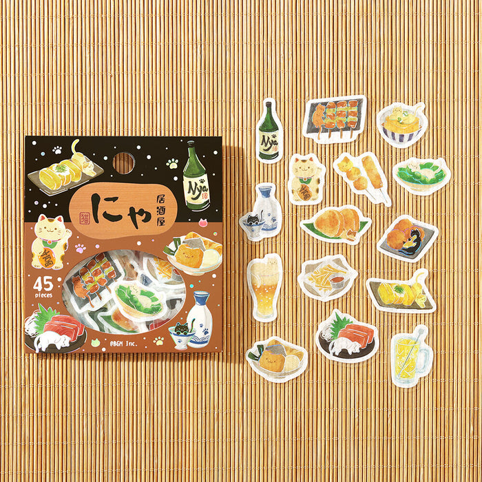BGM 'Let's Eat, Meow!' Washi Paper Deco Stickers - Izakaya Meow