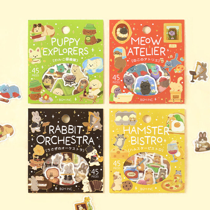 BGM 'Dress-Up Animals' Washi Paper Deco Stickers - Cat Atelier