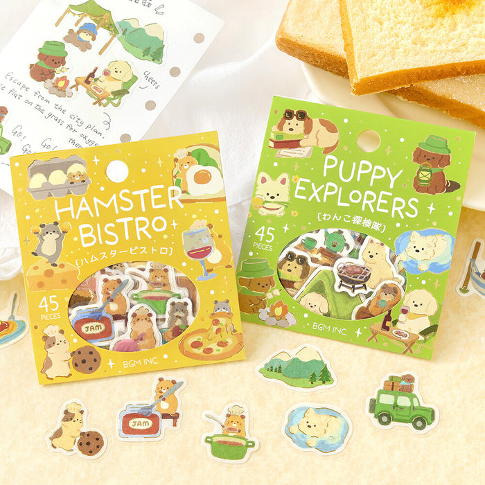 BGM 'Dress-Up Animals' Washi Paper Deco Stickers - Puppy Explorers