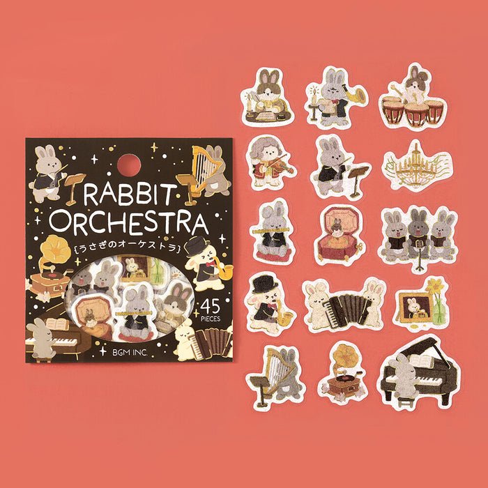 BGM 'Dress-Up Animals' Washi Paper Deco Stickers - Rabbit Orchestra