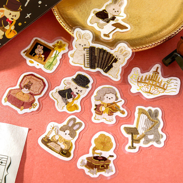 BGM 'Dress-Up Animals' Washi Paper Deco Stickers - Rabbit Orchestra