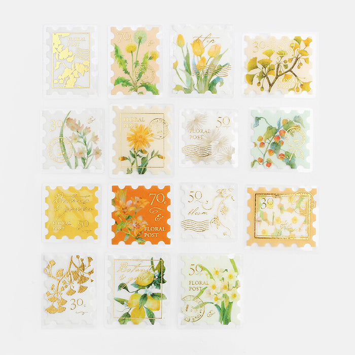 BGM Post Office Flake Stickers - Botanical Illustrated Book Yellow
