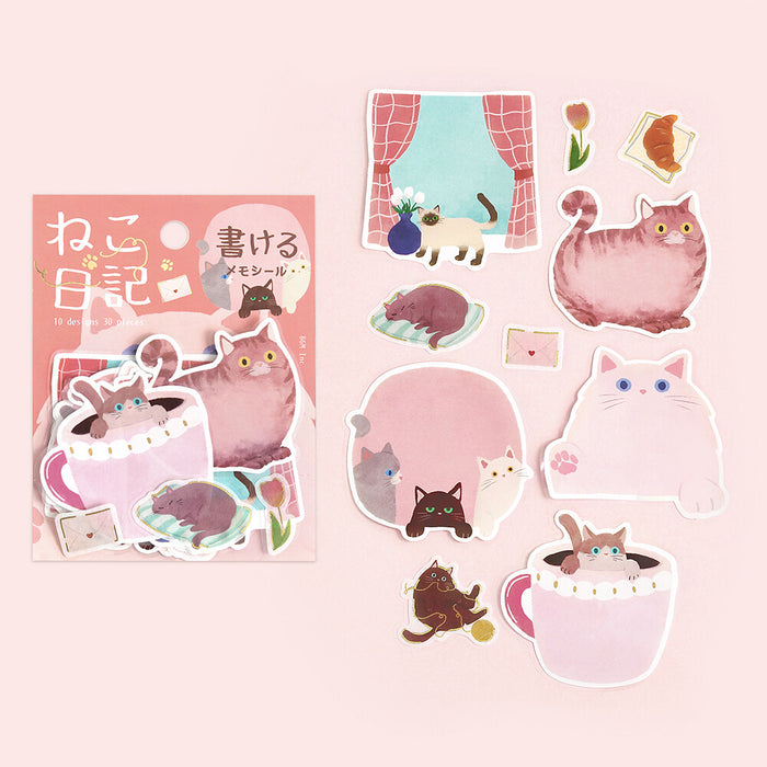 BGM 'Cat Diary' Series Memo Stickers - Pink