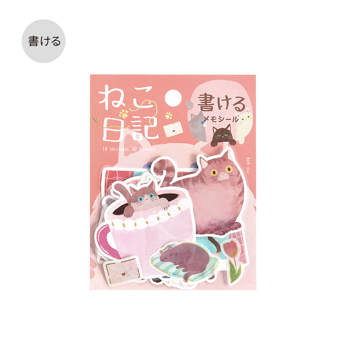 BGM 'Cat Diary' Series Memo Stickers - Pink