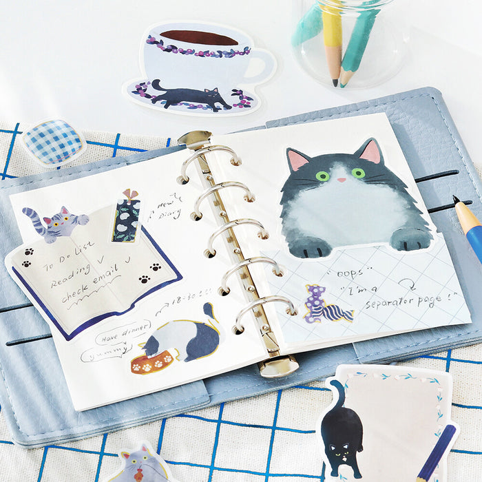 BGM 'Cat Diary' Series Memo Stickers - Blue