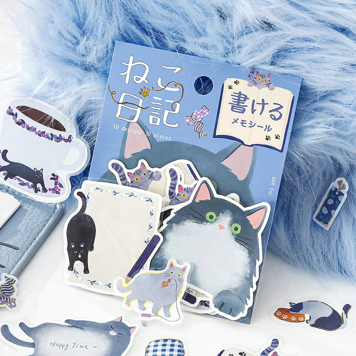 BGM 'Cat Diary' Series Memo Stickers - Blue