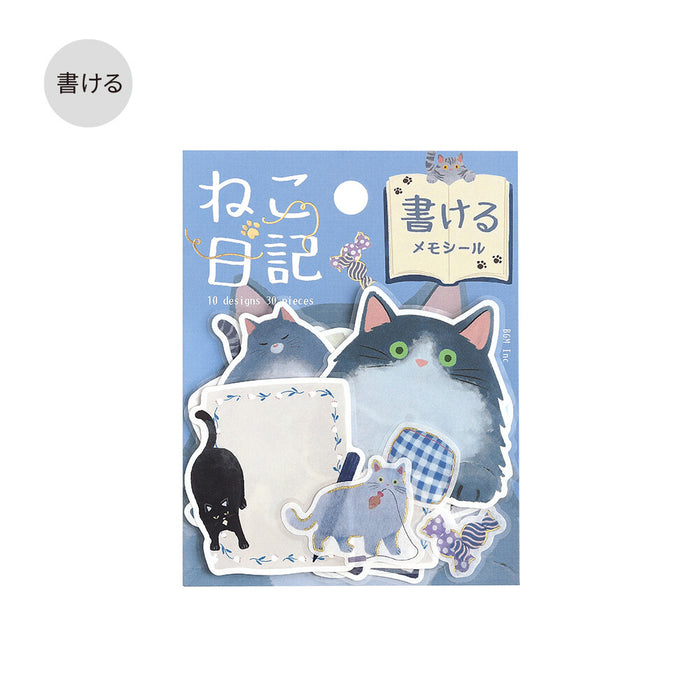 BGM 'Cat Diary' Series Memo Stickers - Blue