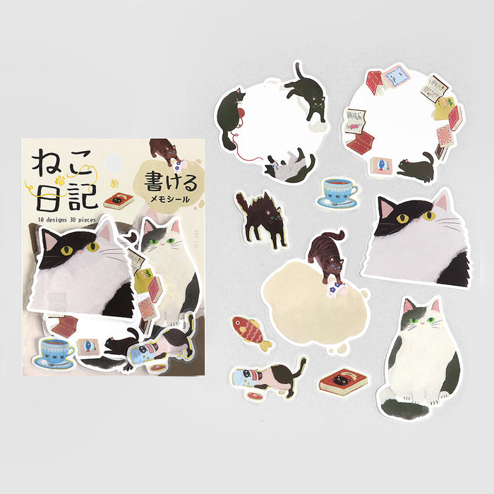 BGM 'Cat Diary' Series Memo Stickers - Kuro