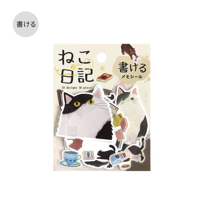 BGM 'Cat Diary' Series Memo Stickers - Kuro