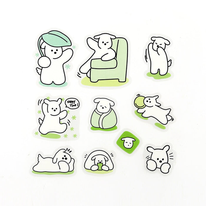 BGM 'Petit Puppy' Clear Planner Stickers - Green