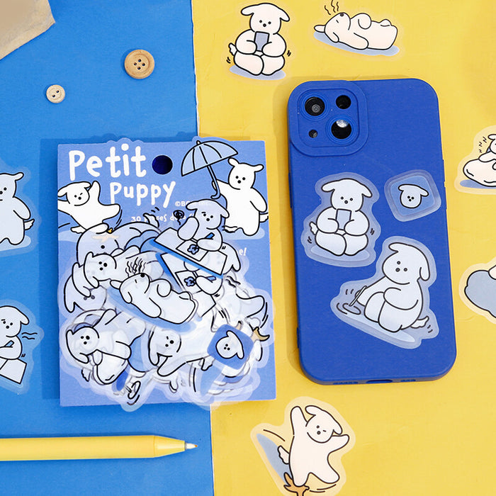 BGM 'Petit Puppy' Clear Planner Stickers - Blue
