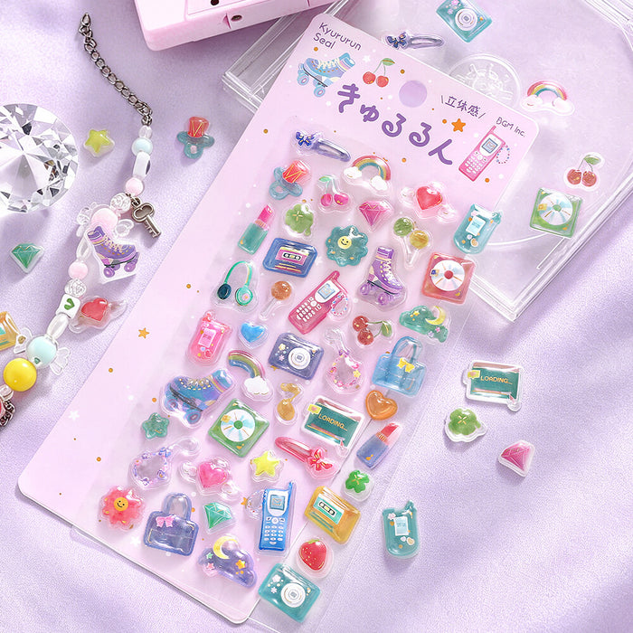 BGM 'Kyururun' 3D Stickers - New Retro