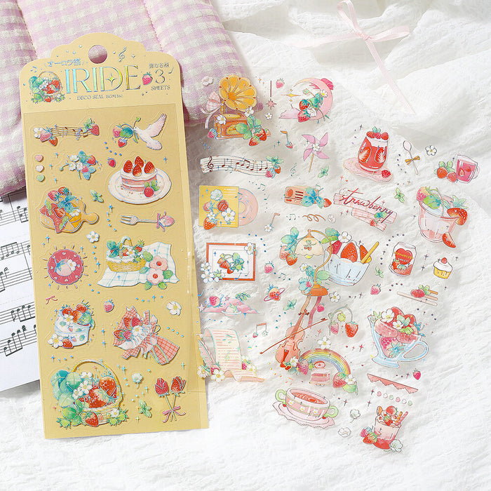 BGM 'IRIDE' Series Clear Deco Stickers - Strawberry