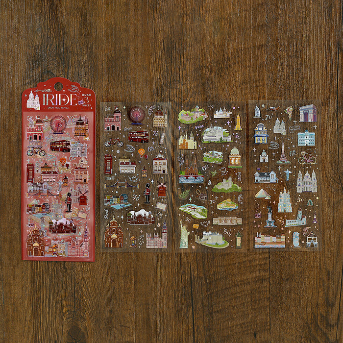 BGM 'IRIDE' Series Clear Deco Stickers - Scenes from Around the World