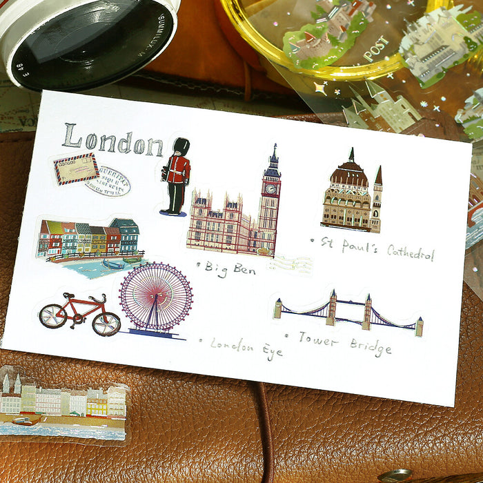 BGM 'IRIDE' Series Clear Deco Stickers - Scenes from Around the World