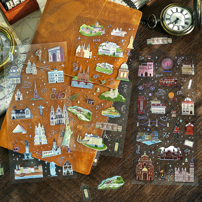 BGM 'IRIDE' Series Clear Deco Stickers - Scenes from Around the World
