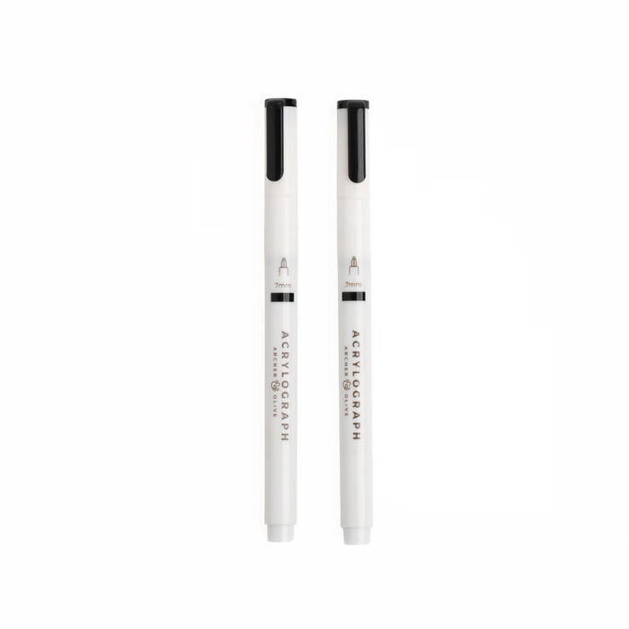 Black Acrylograph Pens 0.7mm Tip (Set of 2)