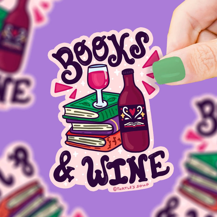 Books & Wine Vinyl Sticker