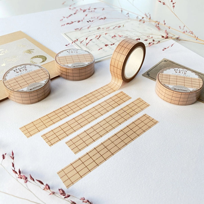 Washi Tape - Brown Grid