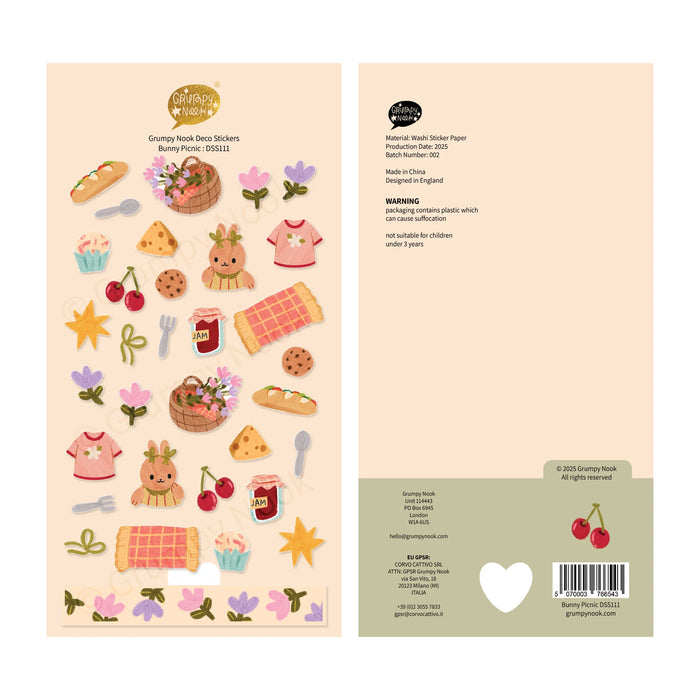 Bunny Picnic Deco Washi Sticker Sheet