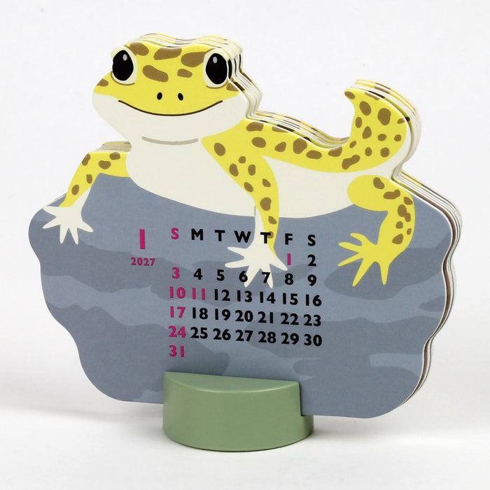 2027 Die-Cut Mini Desk Calendar - Leopard Gecko