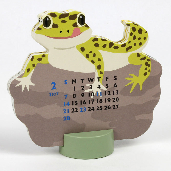 2027 Die-Cut Mini Desk Calendar - Leopard Gecko