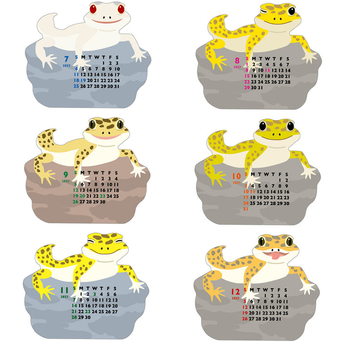 2027 Die-Cut Mini Desk Calendar - Leopard Gecko