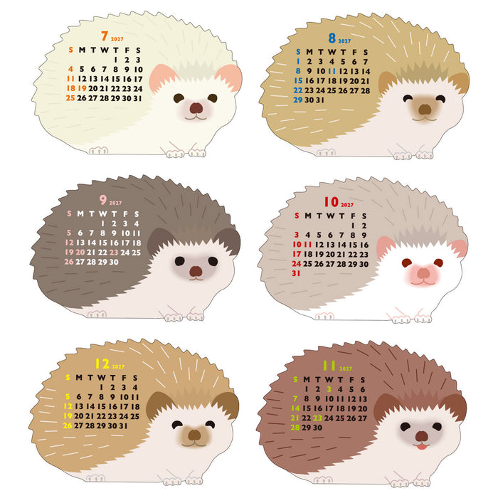 2027 Die-Cut Mini Desk Calendar - Hedgehog