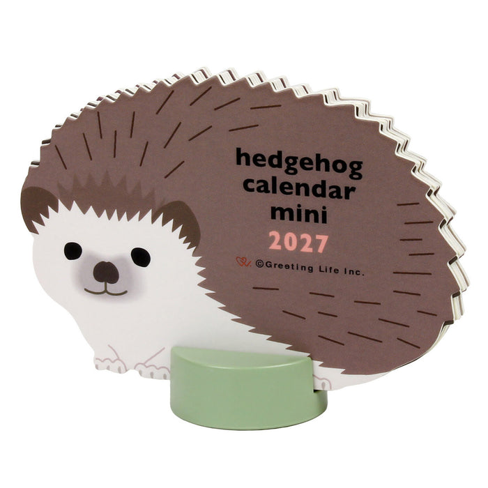 2027 Die-Cut Mini Desk Calendar - Hedgehog
