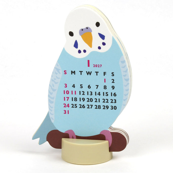 2027 Die-Cut Mini Desk Calendar - Parakeet