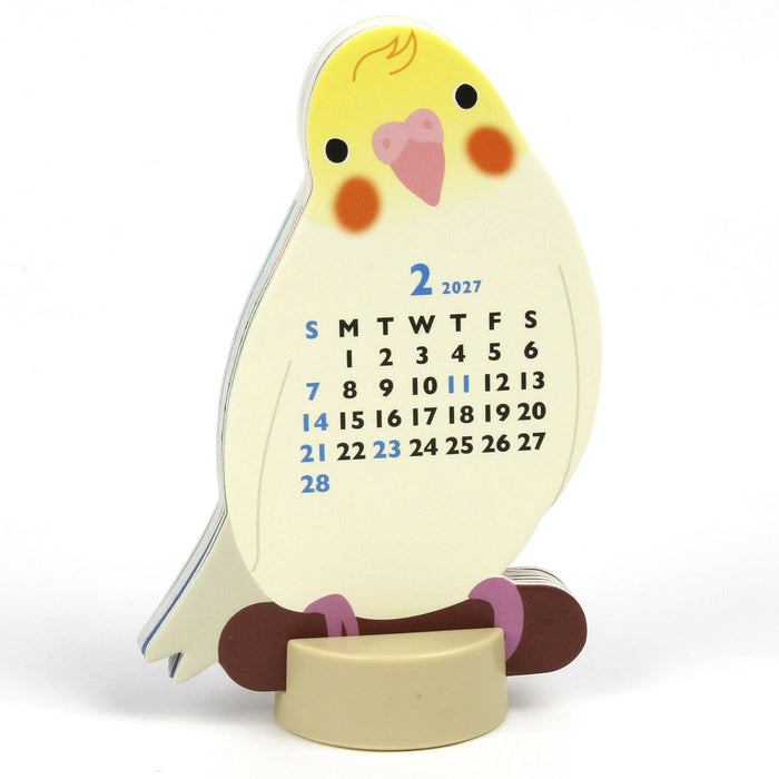 2027 Die-Cut Mini Desk Calendar - Parakeet