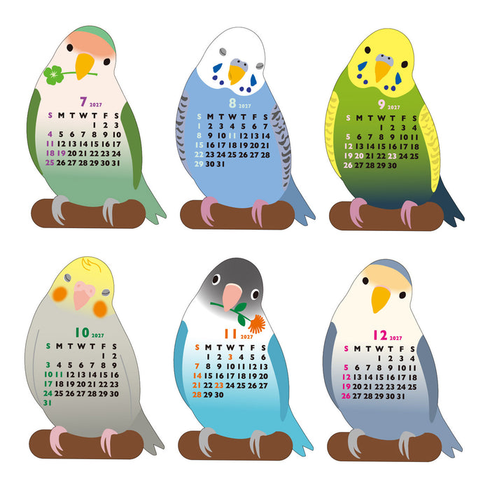 2027 Die-Cut Mini Desk Calendar - Parakeet