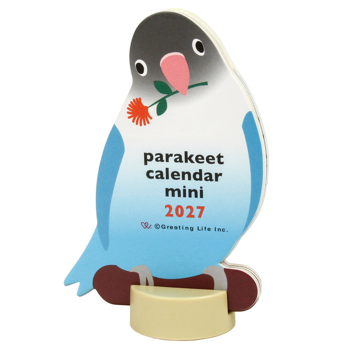 2027 Die-Cut Mini Desk Calendar - Parakeet