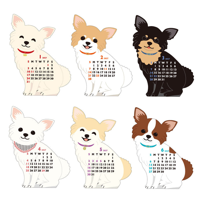 2027 Die-Cut Mini Desk Calendar - Chihuahua