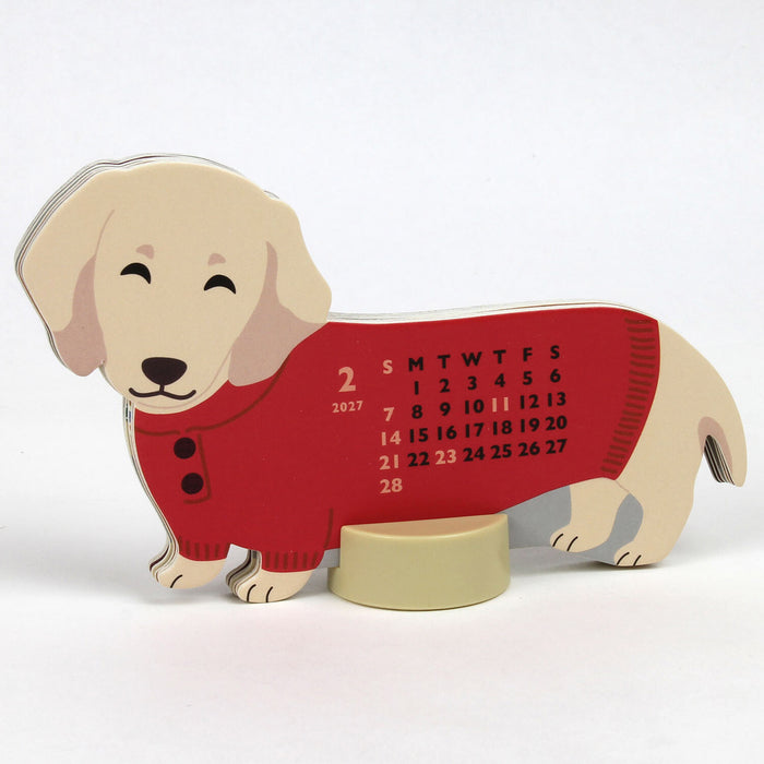 2027 Die-Cut Mini Desk Calendar - Miniature Dachshund