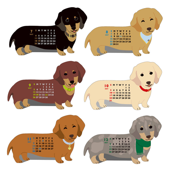 2027 Die-Cut Mini Desk Calendar - Miniature Dachshund