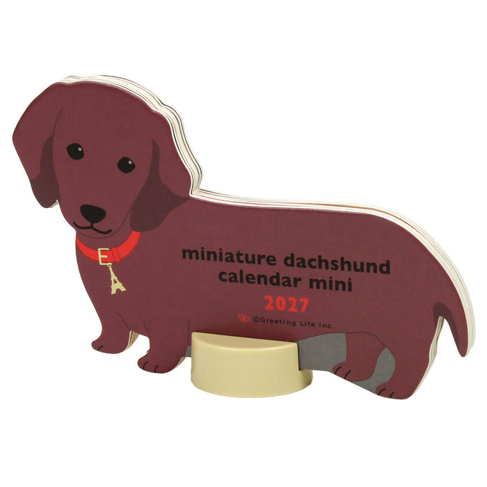 2027 Die-Cut Mini Desk Calendar - Miniature Dachshund