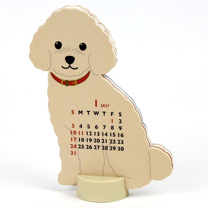 2027 Die-Cut Mini Desk Calendar - Toy Poodle