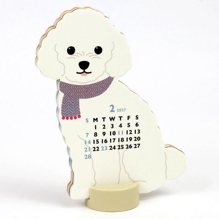 2027 Die-Cut Mini Desk Calendar - Toy Poodle