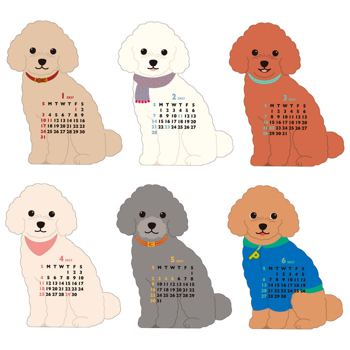 2027 Die-Cut Mini Desk Calendar - Toy Poodle