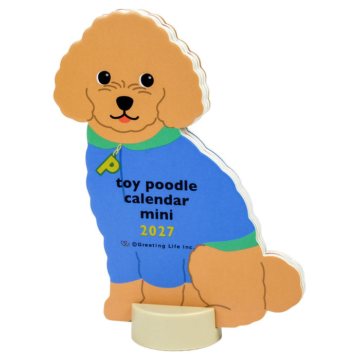 2027 Die-Cut Mini Desk Calendar - Toy Poodle