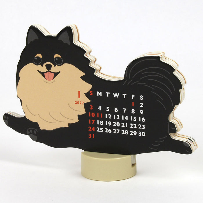 2027 Die-Cut Mini Desk Calendar - Pomeranian