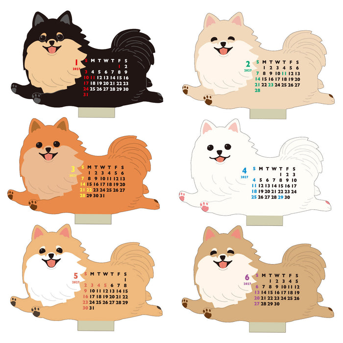 2027 Die-Cut Mini Desk Calendar - Pomeranian