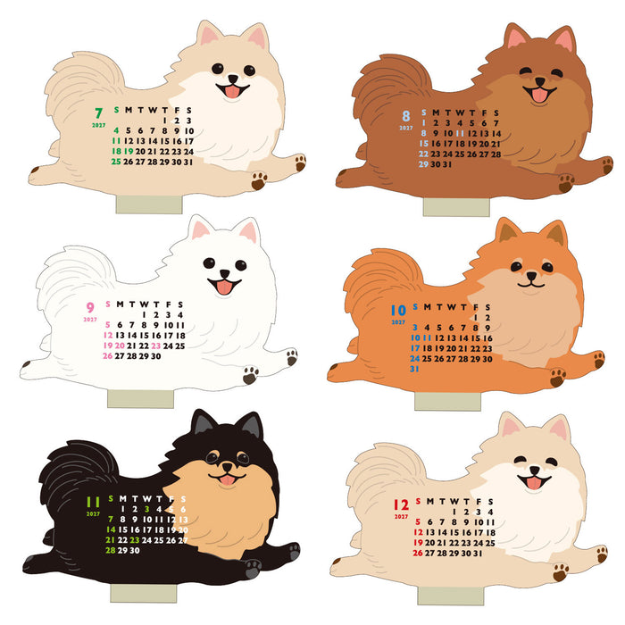 2027 Die-Cut Mini Desk Calendar - Pomeranian
