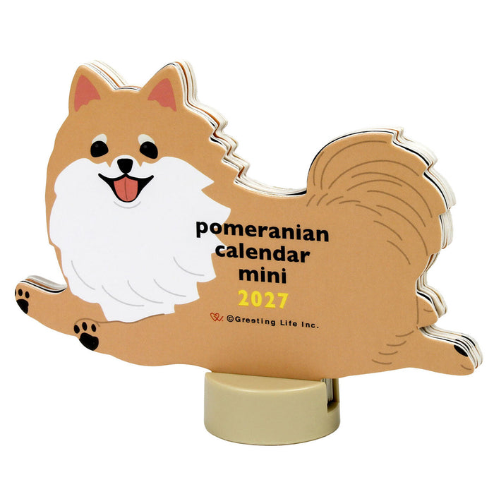 2027 Die-Cut Mini Desk Calendar - Pomeranian
