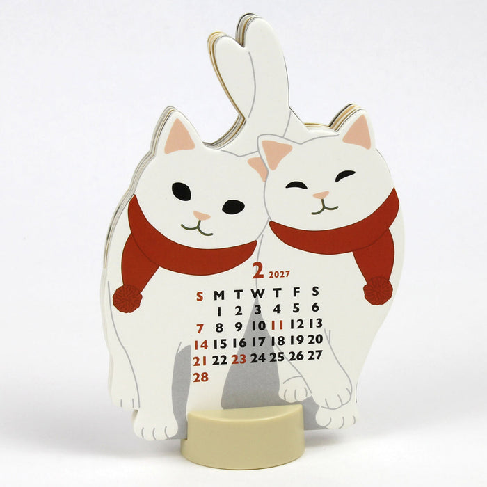 2027 Die-Cut Mini Desk Calendar - Twin Cats